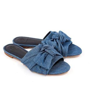 Tory Burch Annabelle Denim Slide Sandals 7 US